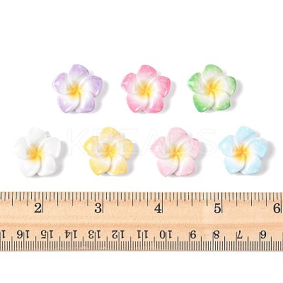 70Pcs 7 Colors Plumeria Flower Opaque Resin Cabochons CRES-FS0001-32-1