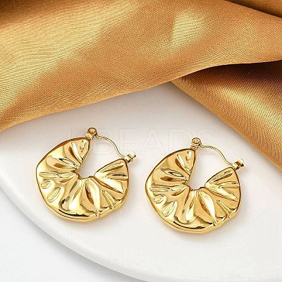 304 Stainless Steel Wrinkle Hoop Earrings For Women EJEW-B113-01G-01-1