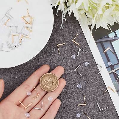 40Pcs 2 Colors Brass Stud Earring Findings KK-BBC0002-80-1