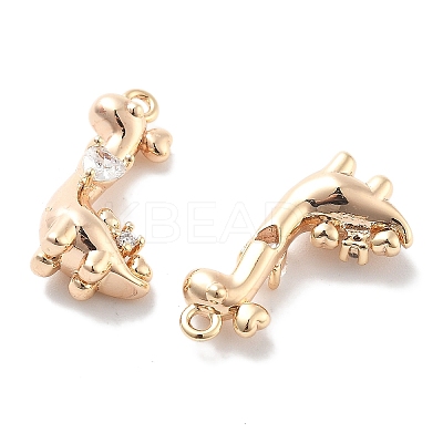 Rack Plating Brass Clear Cubic Zirconia Pendants KK-M102-20G-A-1