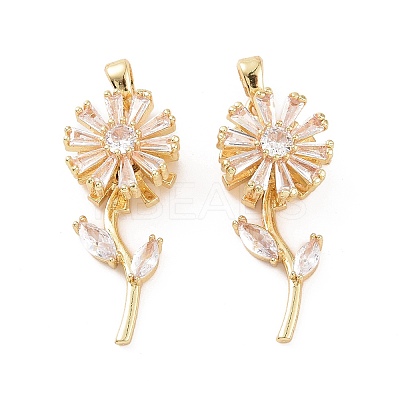 Brass Micro Pave Clear Cubic Zirconia Pendants X-KK-E068-VC300-1