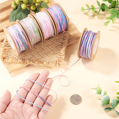 5 Rolls 5 Colors Segment Dyed Macrame Cotton Cord OCOR-TA0004-05C-1
