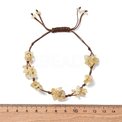 Adjustable Natural Yellow Quartz Braided Bead Bracelets for Women BJEW-U035-02J-1