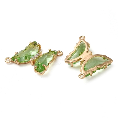 Brass Pave Faceted Glass Connector Charms FIND-Z020-04H-1
