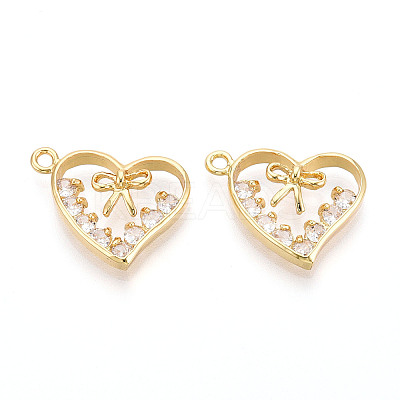 Brass Micro Pave Cubic Zirconia Pendants KK-N265-34G-1