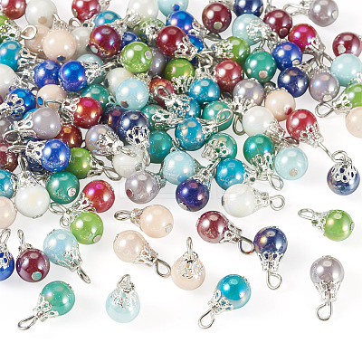 110Pcs 11 Colors Glass Pendants PALLOY-TAC0299-1