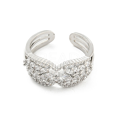 Brass Micro Pave Cubic Zirconia Cuff Rings RJEW-I103-046P-1