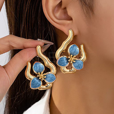 Flower Iron Enamel Stud Earrings FS-WG40D44-04-1