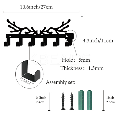 Iron Wall Mounted Hook Hangers AJEW-WH0156-054-1