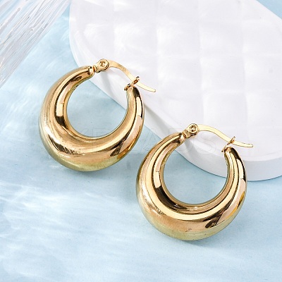 PVD Vacuum Plating 304 Stainless Steel Chunky Hoop Earrings for Women LS-EJEW-F280-06C-G-1