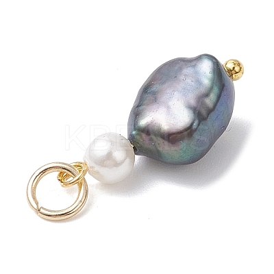 Natural Freshwater Pearl Potato & Shell Pearl Round Bead Pendants X-PALLOY-JF04714-01-1