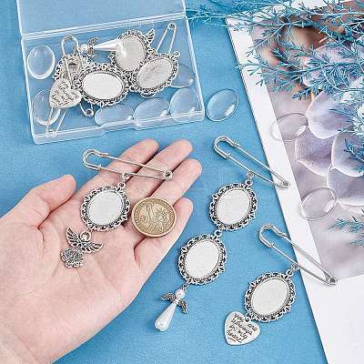 DIY Blank Oval Tibetan Charms Brooches Making Kit JEWB-AR00001-1