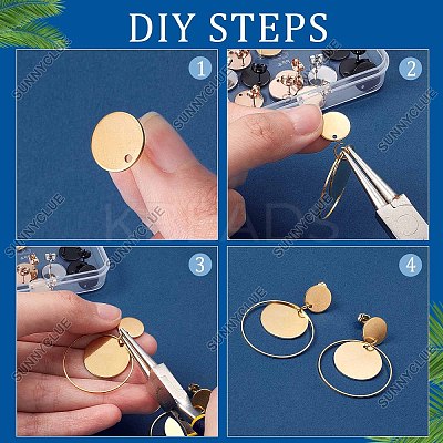 32Pcs 4 Colors 304 Stainless Steel Stud Earring Findings STAS-SC0004-33-1
