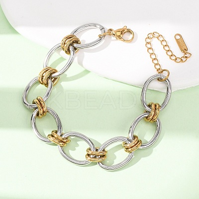 Two Tone 304 Stainless Steel Link Chain Bracelets for Women SA-CBA7B26-05GP-02-1