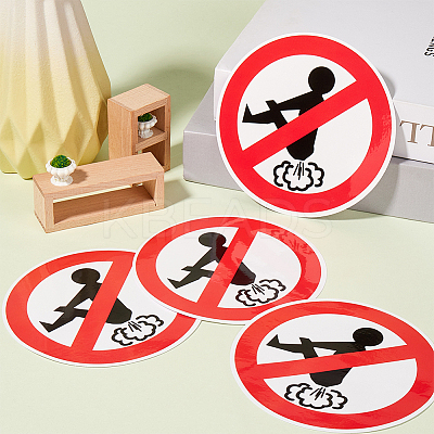 PVC No Farting Sign Stickers AJEW-WH20006-101A-1