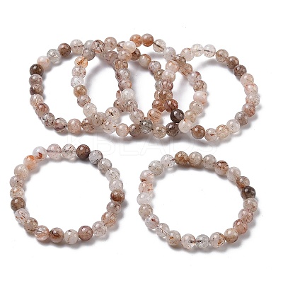 Natural Rutilated Quartz Round Beads Stretch Bracelets for Women BJEW-Z158-03D-02-1