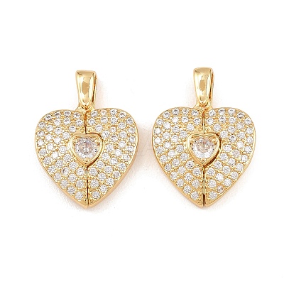 Brass Micro Pave Cubic Zirconia Openable Pendants KK-Z140-30G-02-1