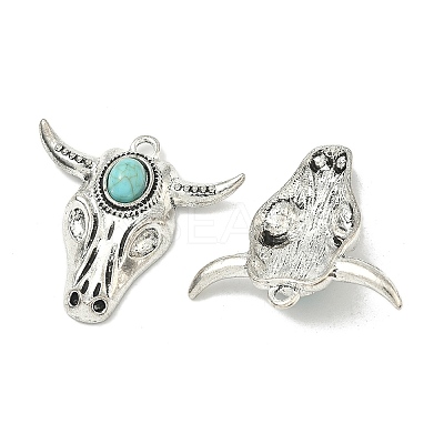 Bohemian Synthetic Turquoise Cattle Pendants FIND-Z112-01AS-06-1
