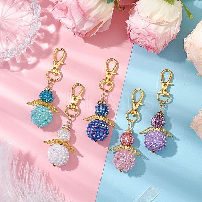 Angel Glass Seed Bead Pendant Decorations HJEW-MZ00088-1
