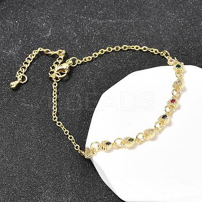 Brass Micro Pave Cubic Zirconia Link Bracelets BJEW-H639-10G-1