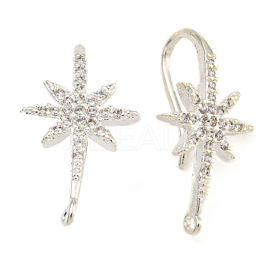 Rack Plating Brass Pave Cubic Zirconia Earring Hooks KK-O143-21S-1