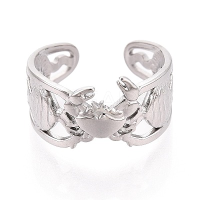 304 Stainless Steel Cuff Open Rings for Women RJEW-N052-17P-1
