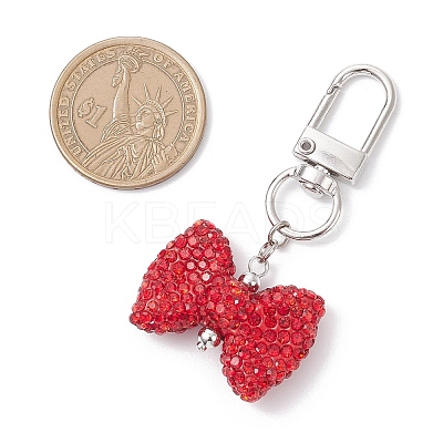 Bowknot Polymer Clay Rhinestone Pendants Decorations HJEW-JM04197-02-1