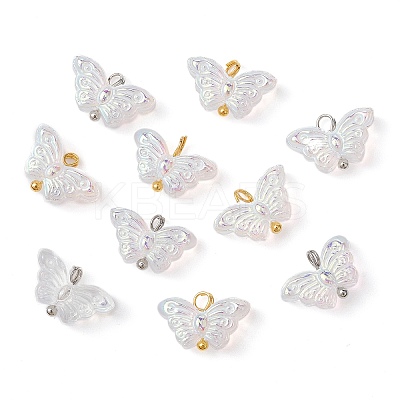 10Pcs 2 Color Clear AB Glass Pendants PALLOY-JF02334-1