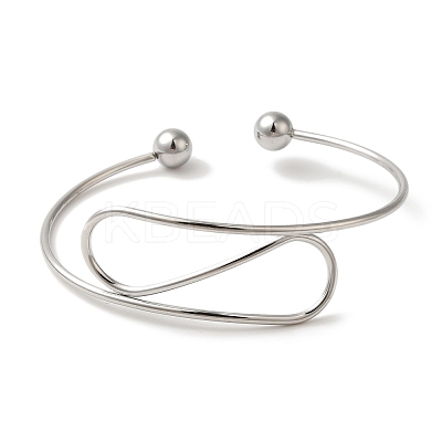 Non-Tarnish Curve Open Cuff Bangles for Women BJEW-Z071-03P-1