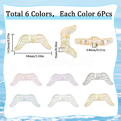 36Pcs 6 Colors Transparent Acrylic Round Beads MACR-SC0001-47-1
