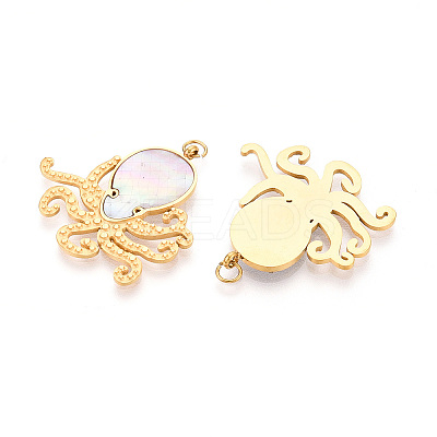 304 Stainless Steel Pave Natural Shell Pendants STAS-N115-23A-G-1