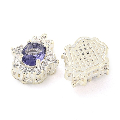 Rack Plating Brass Pave Mauve Cubic Zirconia Hamsa Hand Multi-Strand Links KK-F089-18S-1