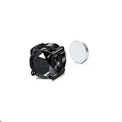 Flat Round Cubic Zirconia Magnetic Clip-on Earrings LS-EJEW-H001-47B-EB-1