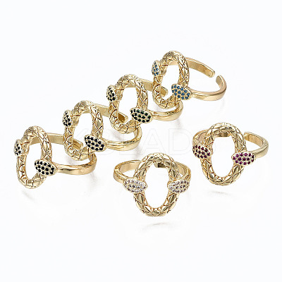 Brass Micro Pave Cubic Zirconia Cuff Rings RJEW-S045-070-NR-1