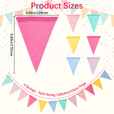 Imitated Burlap Bunting Triangle Flag Banner FIND-WH20019-120-1
