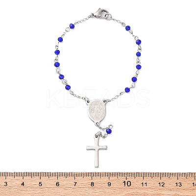 Glass Beads Rosary Bracelets BJEW-A032-04P-03-1
