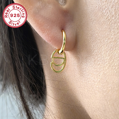 Real 18K Gold Plated 925 Sterling Silver Hoop Earrings ZC9557-5-1