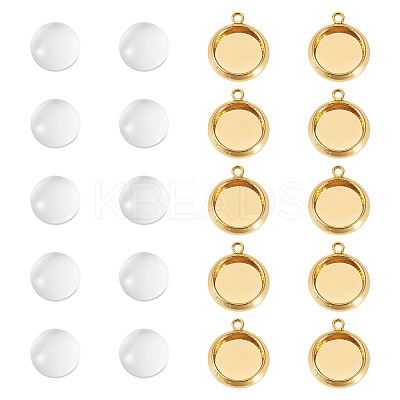 12Pcs Brass Pendant Cabochon Settings KK-TA0003-10A-1