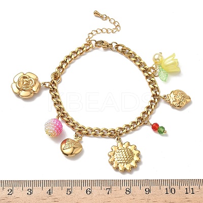 304 Stainless Steel Acrylic Charm Bracelets BJEW-G761-02G-1