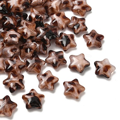 Leopard Print Opaque Acrylic Beads OACR-B052-08-1