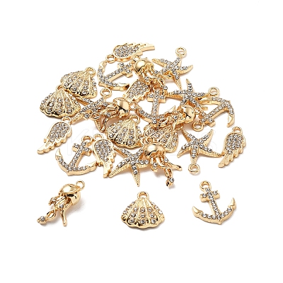 25Pcs 5 Style Alloy Crystal Rhinestone Pendants FIND-FS0004-14-1