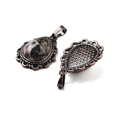Natural Rhodonite Teardrop Pendants G-K363-01R-08-1