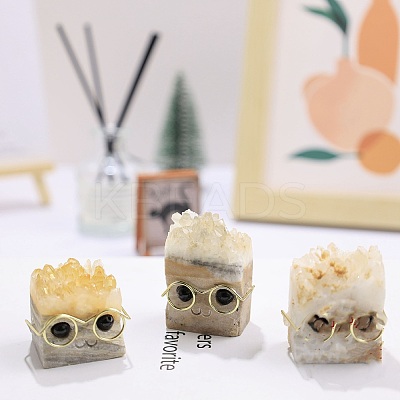 Natural Druzy Quartz Crystal Hedgehog Figurines PW-WG26886-01-1