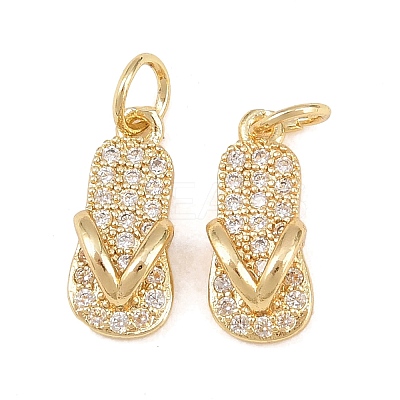 Brass Micro Pave Clear Cubic Zirconia Charms ZIRC-G153-28G-1