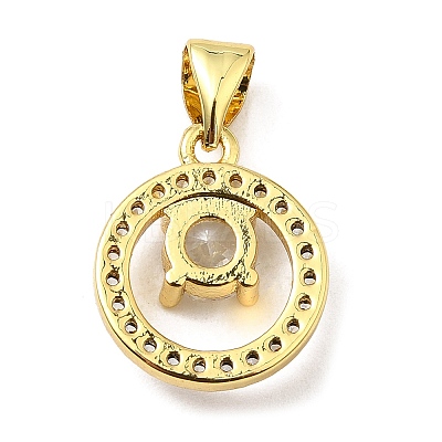 Rack Plating Brass Micro Pave Clear Cubic Zirconia Pendants KK-Q784-26G-1