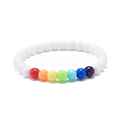 2Pcs 2 Colors Acrylic Round Beaded Stretch Bracelets Set for Kids BJEW-JB08555-02-1