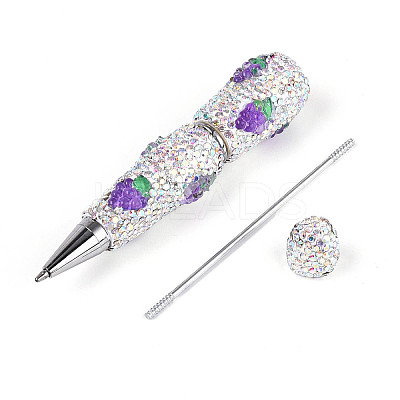 Resin & Polymer Clay Pave Rhinestone Ball-Point Pen AJEW-T013-04B-1