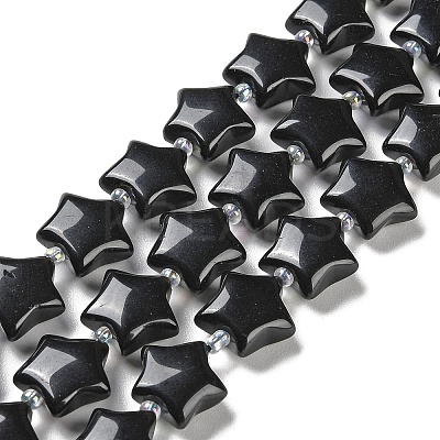 Natural Black Obsidian Beads Strands G-NH0005-022-1