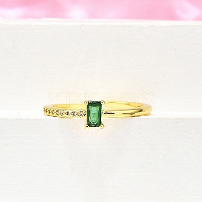 Brass Micro Pave Cubic Zirconia Cuff Rings for Women RJEW-H247-19G-01-1