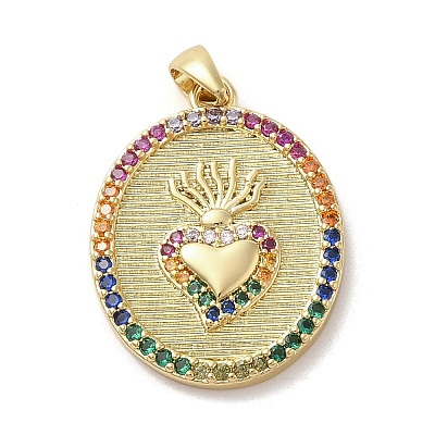 Brass Micro Pave Cubic Zirconia Pendants KK-E091-10G-1